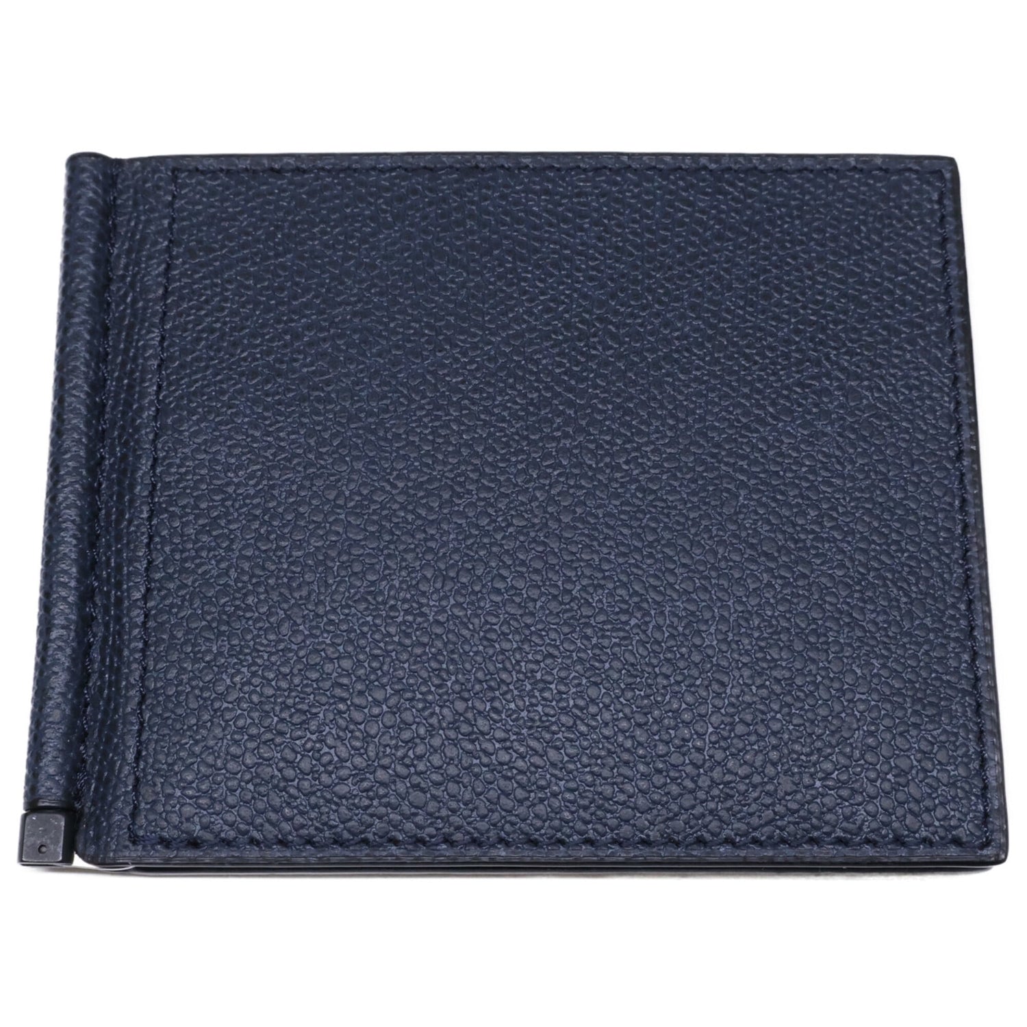 Valextra SGSR0080028LRDWG99 BB Calf Leather Money Clip Bi-fold Wallet (No Coin Pocket) Navy Men's