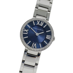 Tiffany & Co. Women's Atlas Diamond Quartz Watch, Stainless Steel (SS), Silver/Navy, 69291651, Polished — Good