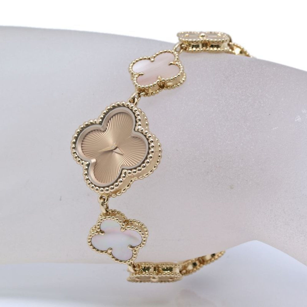 Van Cleef & Arpels Sweet Alhambra Guilloche VCARO90100 2386240 Women's Watch 18K Rose Gold 40437 — Very Good