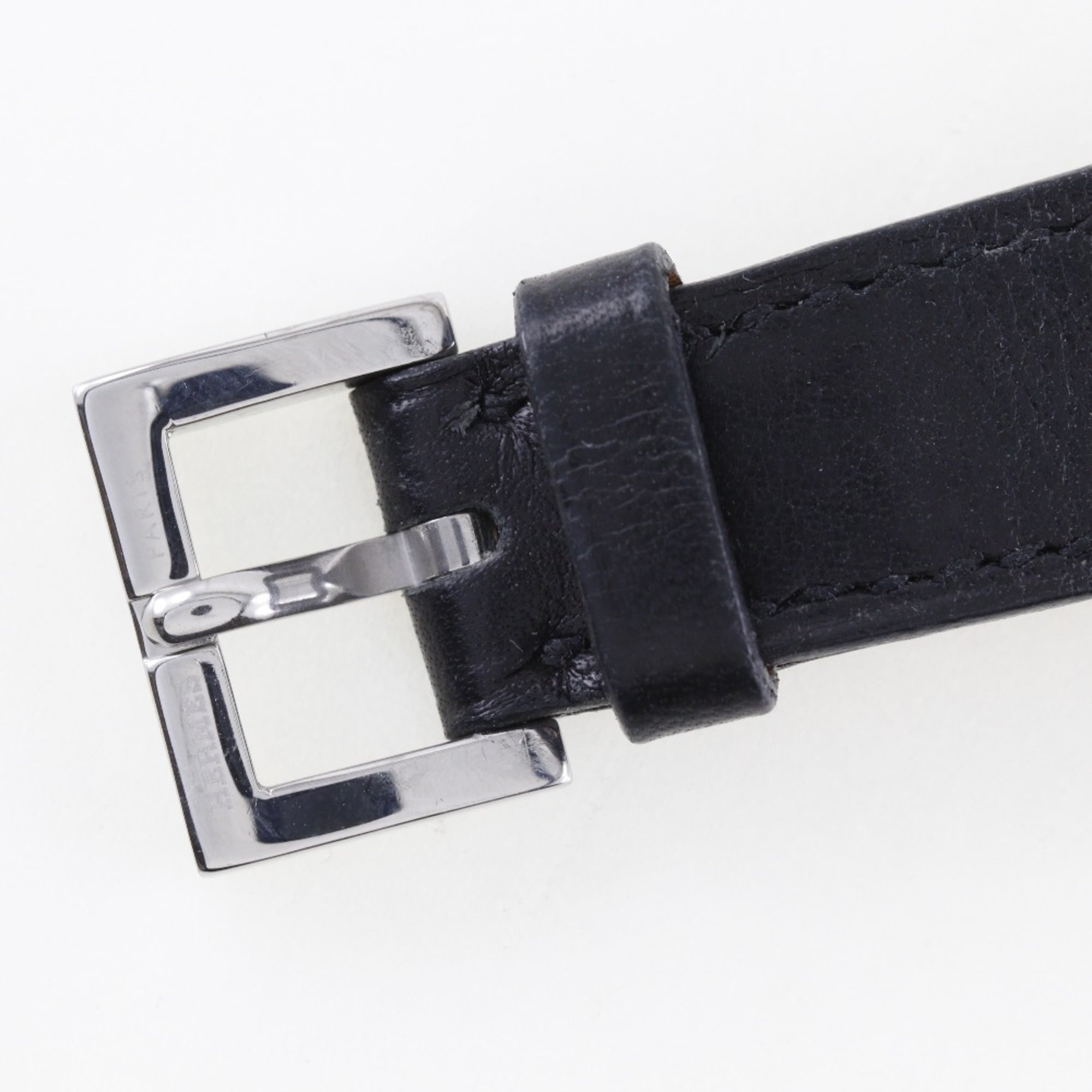 Hermes HERMES Paprika Watch PA1.220 Stainless Steel x Leather 2002 □F Quartz Analog Display White Dial Ladies — Good