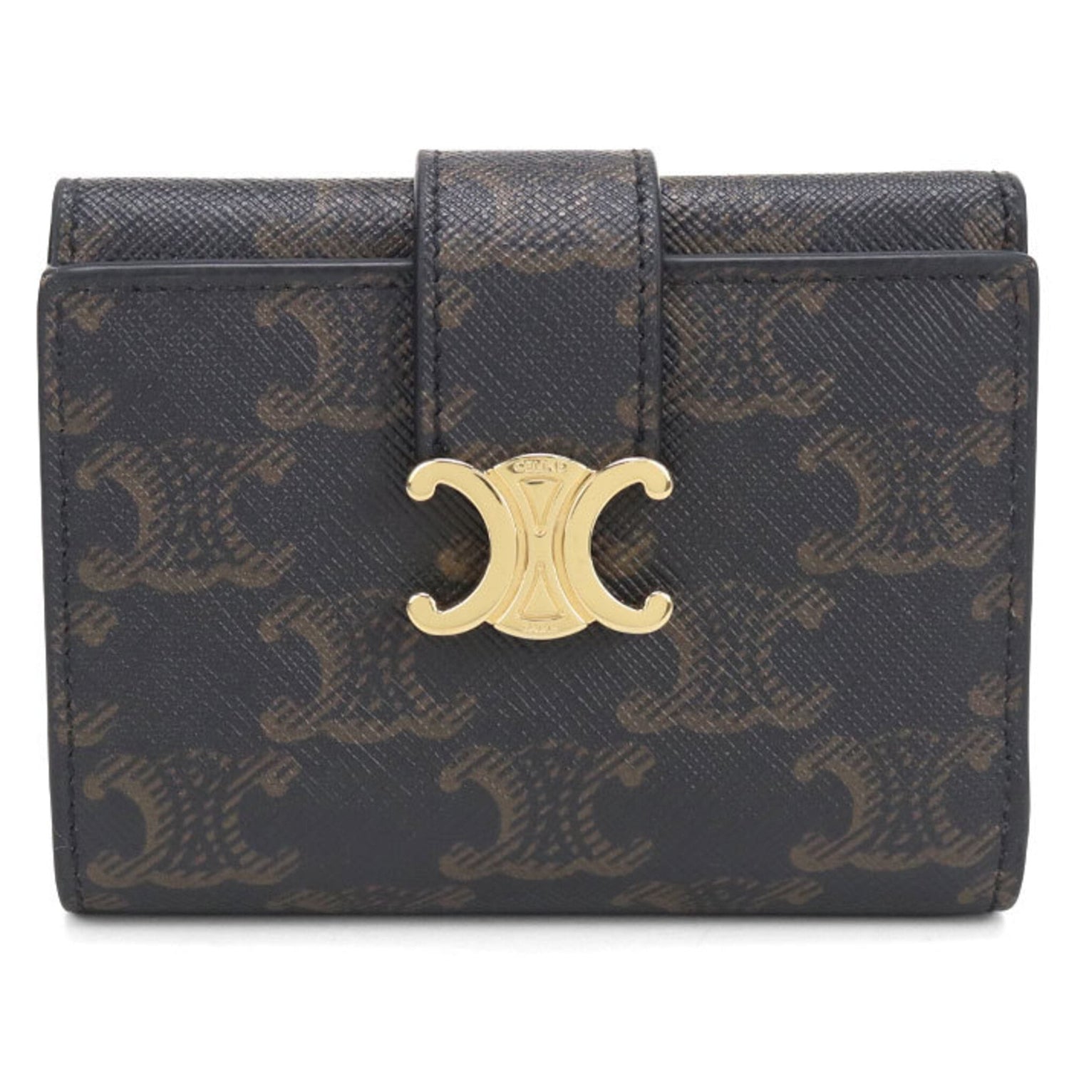 CELINE Celine Tri-fold Wallet Fine Strap Nino Triomphe Canvas Women's Brown
