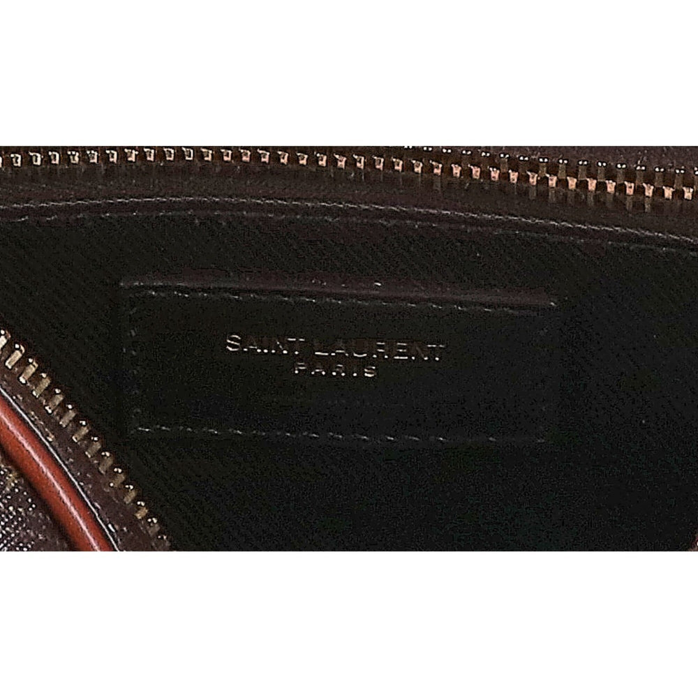 Yves Saint Laurent SAINT LAURENT PARIS 669957 Le Monogram Coated Canvas x Smooth Calf Camera Bag Shoulder Dark Brown Gold Hardware Women's — Like New