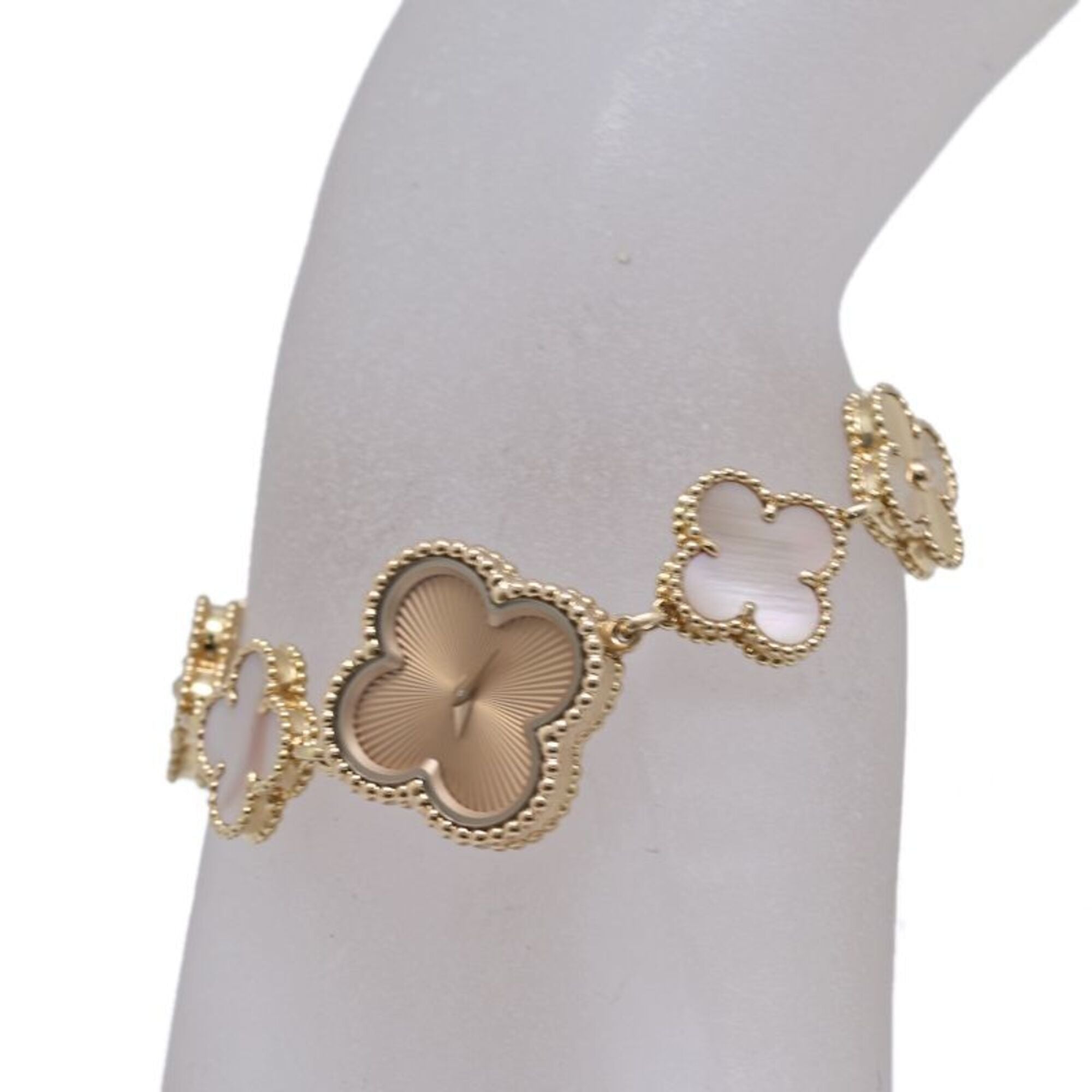 Van Cleef & Arpels Sweet Alhambra Guilloche VCARO90100 2386240 Women's Watch 18K Rose Gold 40437 — Very Good