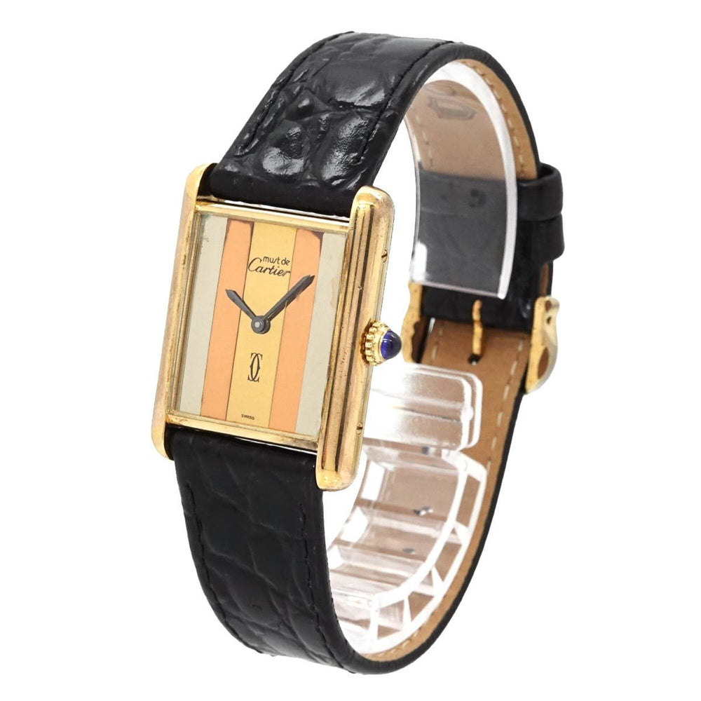 Cartier Must Tank Vermeil Trinity Ladies Watch, 3 Colors, SV925, Manual Winding Watch — Very Good