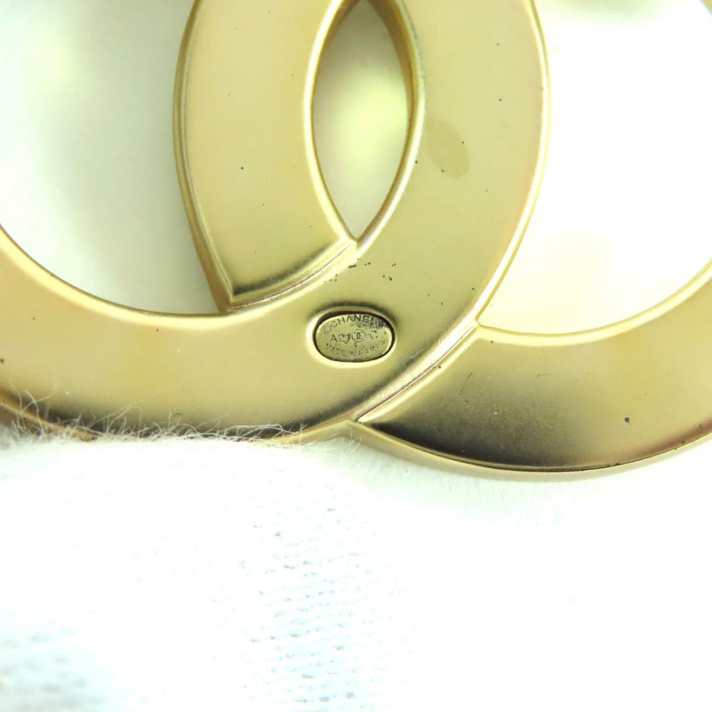 CHANEL A21C Coco Mark Rhinestone Brooch, Gold, with Box and Dust Bag, Made in France, Women's — Like New