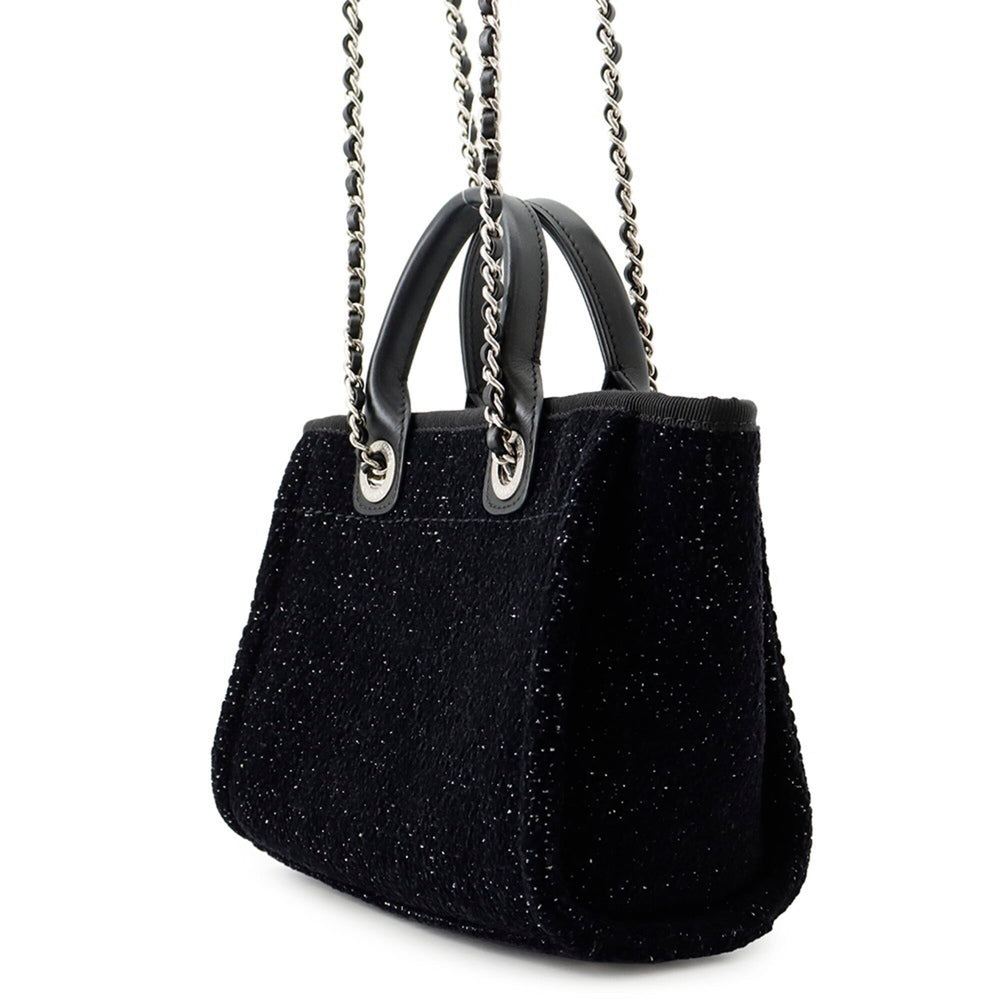 Chanel Deauville Tote Bag, Canvas Leather, CHANEL Handbag, 2-way Shoulder Black, Handbag for Women — Like New