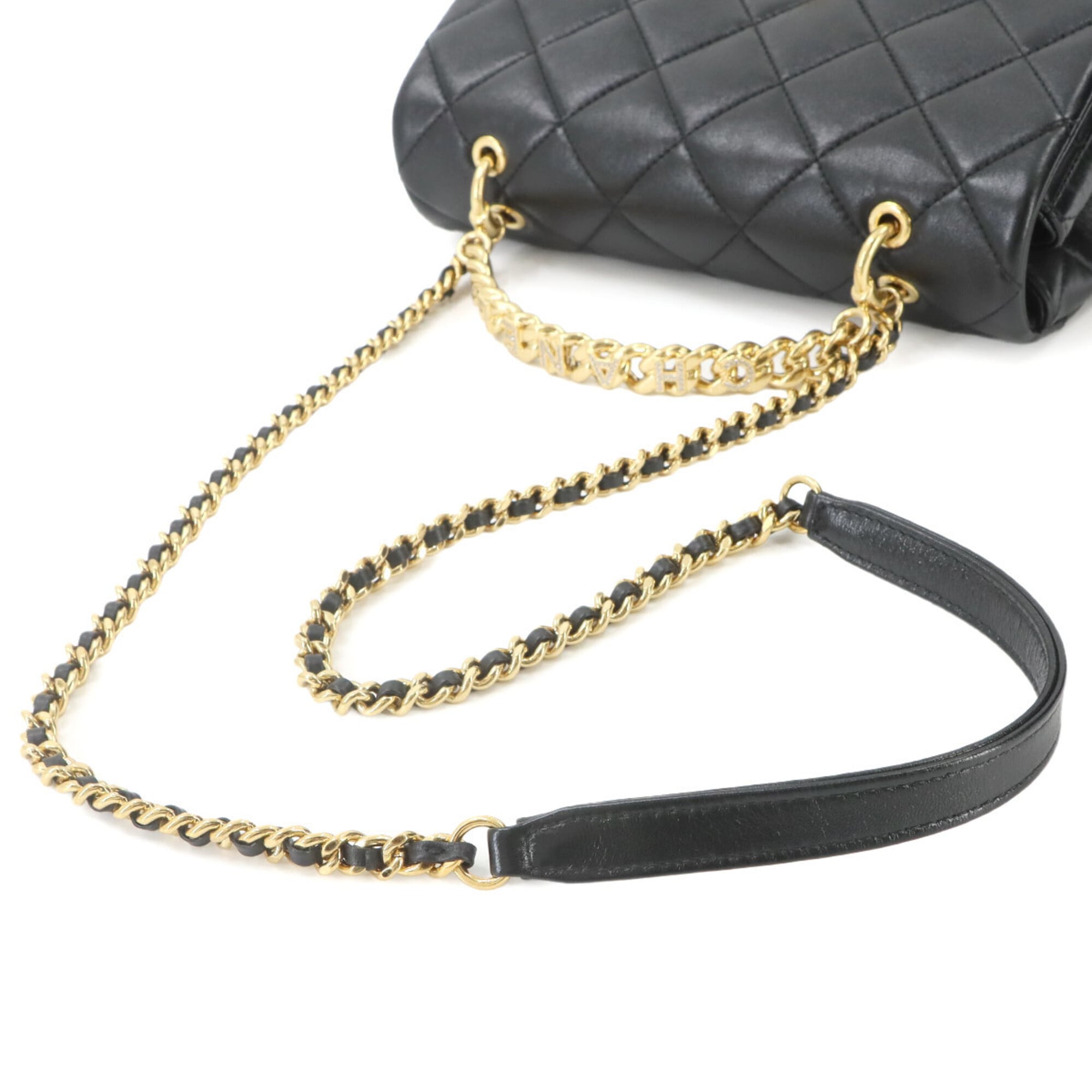 Chanel Matelasse 2-way Handbag/Shoulder Bag, Leather, Black, Gold Hardware — Like New