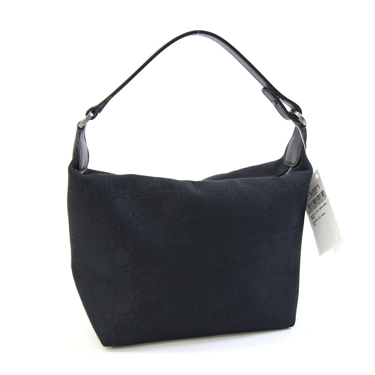 Salvatore Ferragamo Ferragamo Gancini 22 3690 Black Nylon Leather Handbag Pouch for Women Salvatore — Like New