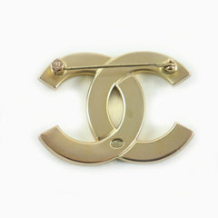 CHANEL A21C Coco Mark Rhinestone Brooch, Gold, with Box and Dust Bag, Made in France, Women's — Like New