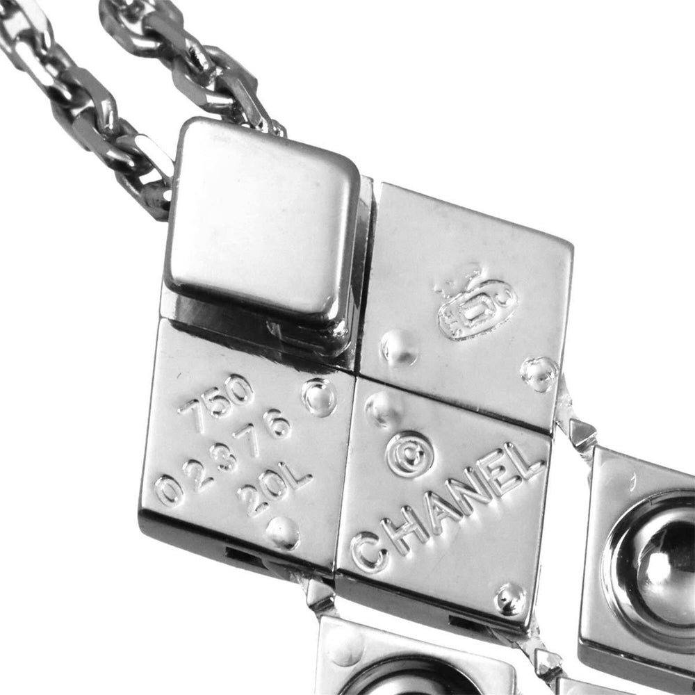 Chanel Matelassé Diamond Necklace, 40cm, 18K White Gold (750) — Like New