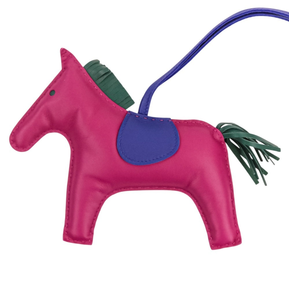 HERMES Rodeo GM Leather Accessory Bag Charm, Agneau Milo Purple, Women's — Like New