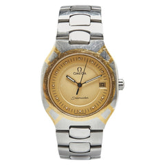 OMEGA Seamaster Polaris Watch Quartz Gold Dial Stainless Steel Yellow Ladies — Good