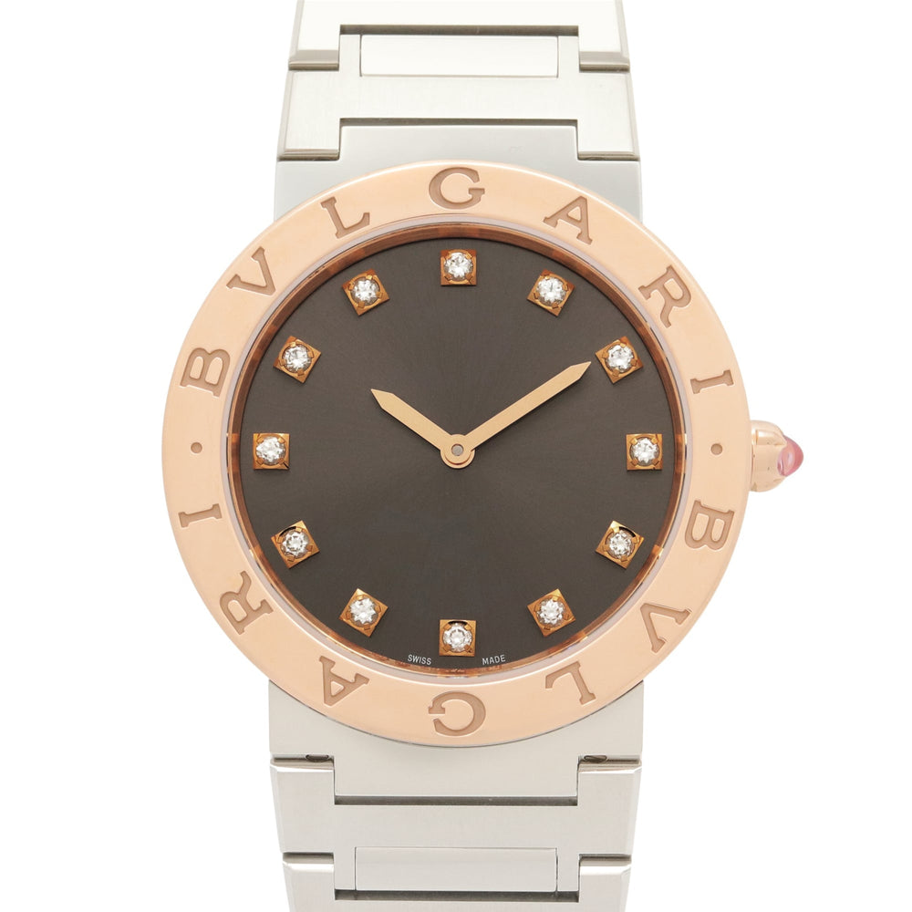 BVLGARI Bulgari 12-Diamond Watch, 18K Pink Gold (PG) Stainless Steel, Women's, Gray Tone, BBP33SG — Very Good