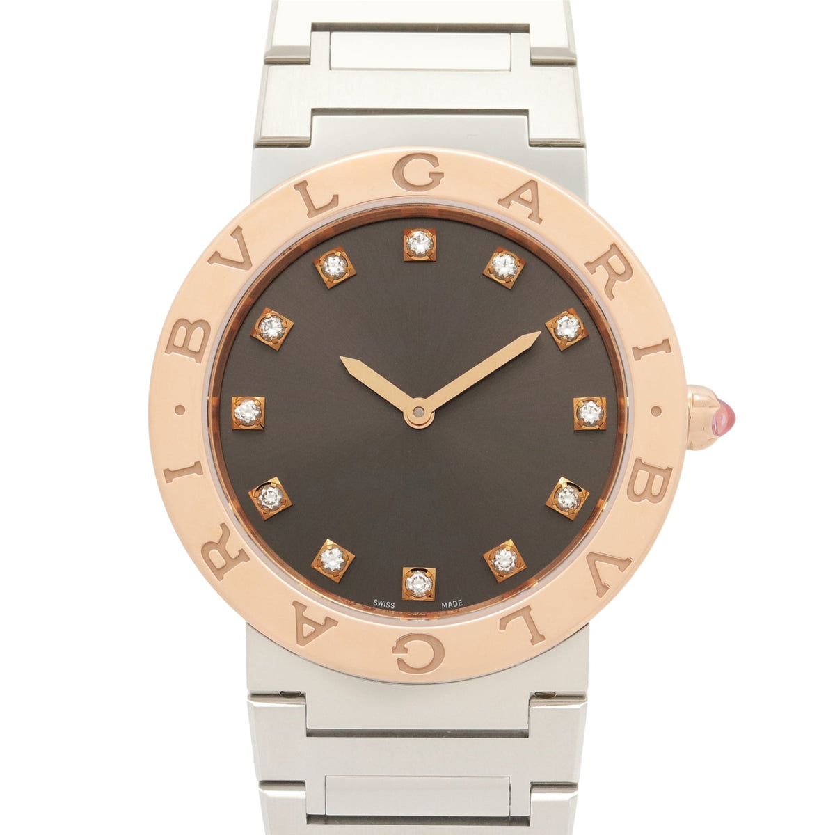 BVLGARI Bulgari 12-Diamond Watch, 18K Pink Gold (PG) Stainless Steel, Women's, Gray Tone, BBP33SG — Very Good