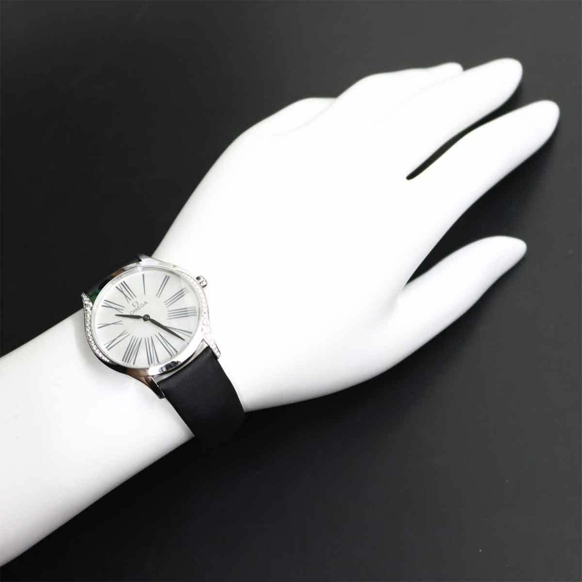 Omega De Ville Tresor 428 17 36 60 04 001 Women's Watch Diamond Bezel White Quartz — Very Good