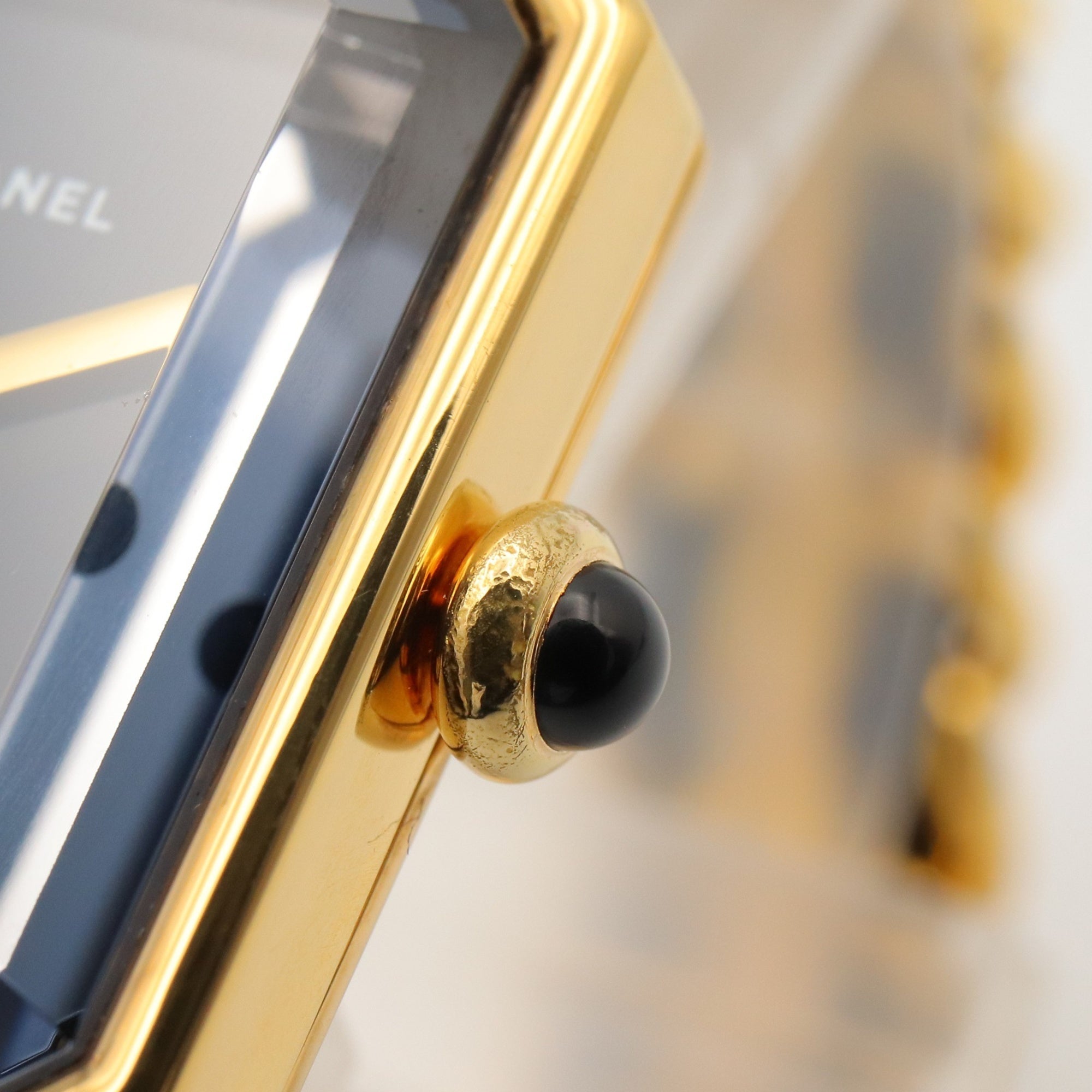 Chanel CHANEL Première S Watch, Gold Plated (GP), Leather Strap, Women's, Black, H0001 — Very Good