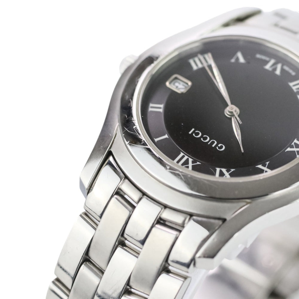 GUCCI Quartz Watch 5500M Black Dial Silver Color Men's — Very Good