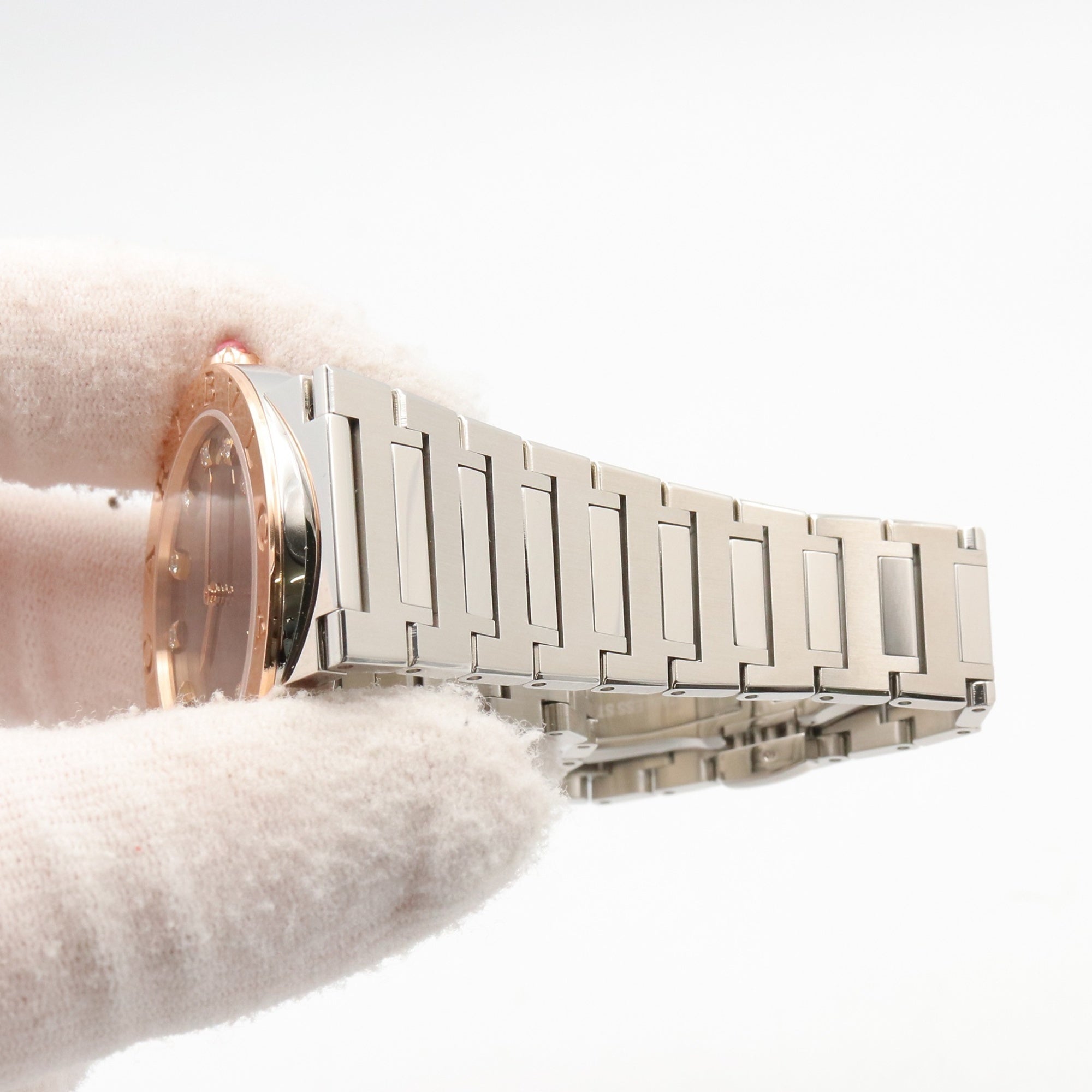 BVLGARI Bulgari 12-Diamond Watch, 18K Pink Gold (PG) Stainless Steel, Women's, Gray Tone, BBP33SG — Very Good