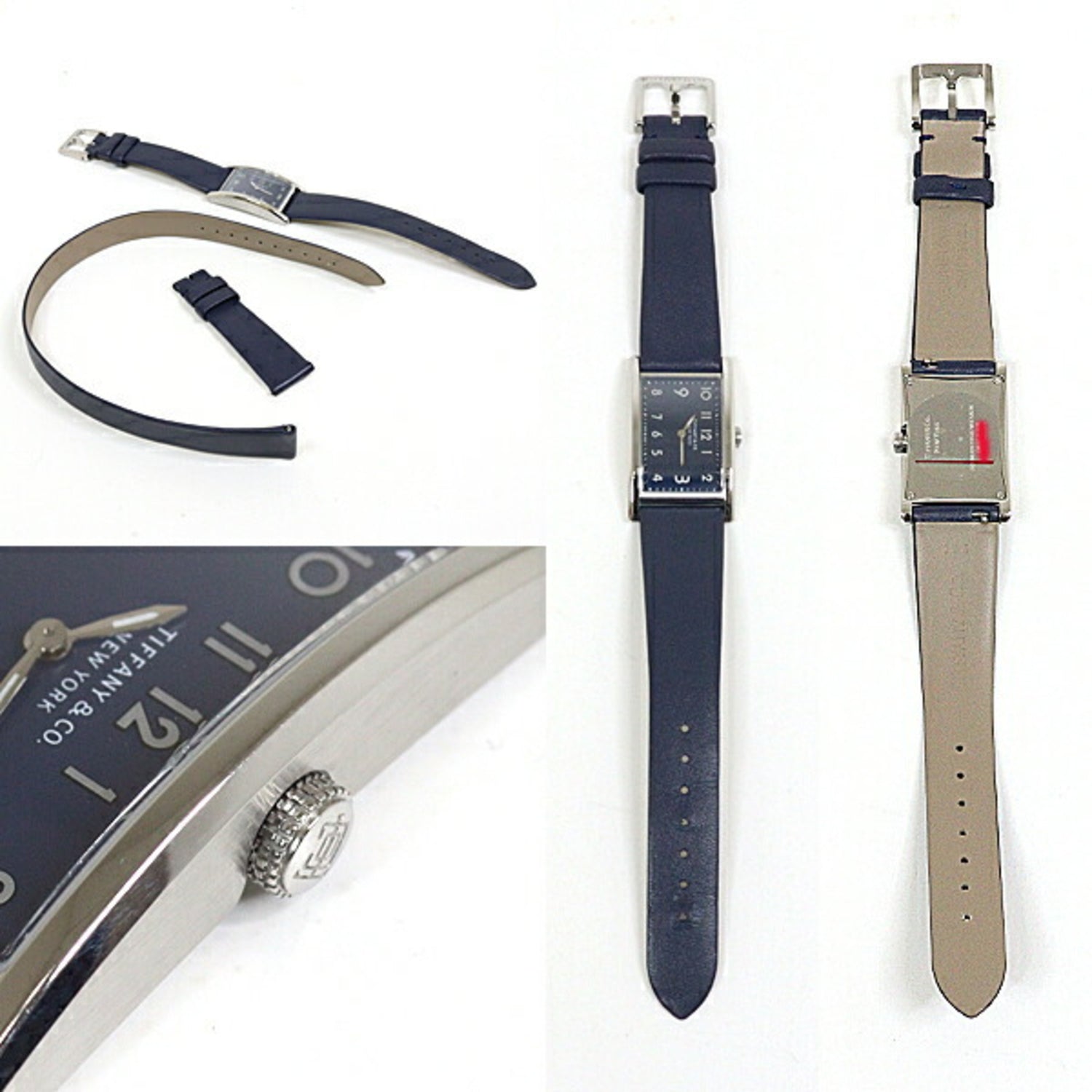 Tiffany & Co. Ladies Watch East West Navy Replacement Strap Quartz Finished
