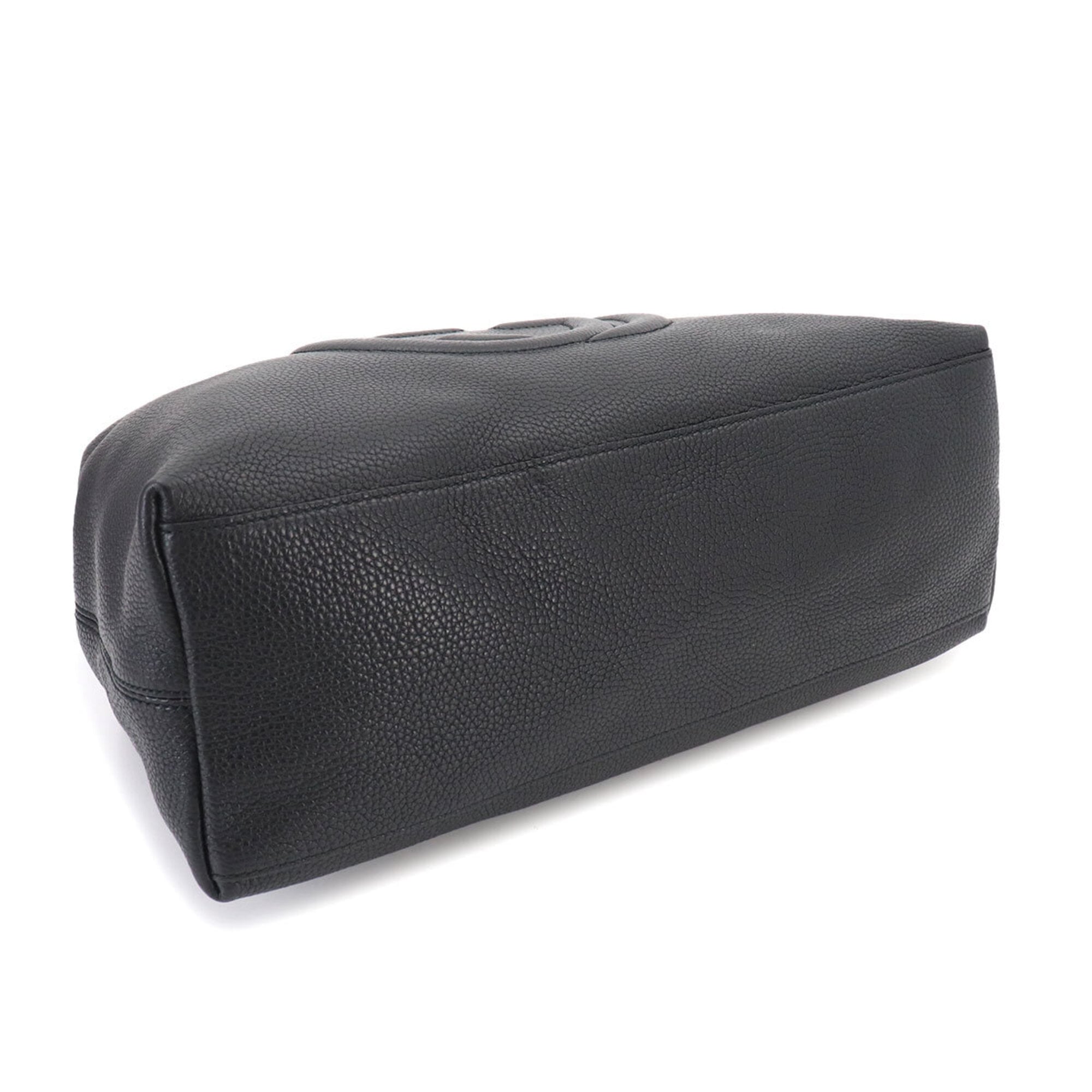 Gucci Interlocking G Soho Chain Tote Handbag, Leather, Black, 536196 — Like New