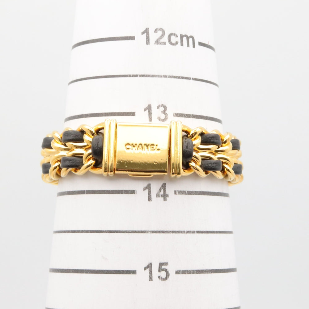 Chanel CHANEL Première S Watch, Gold Plated (GP), Leather Strap, Women's, Black, H0001 — Very Good