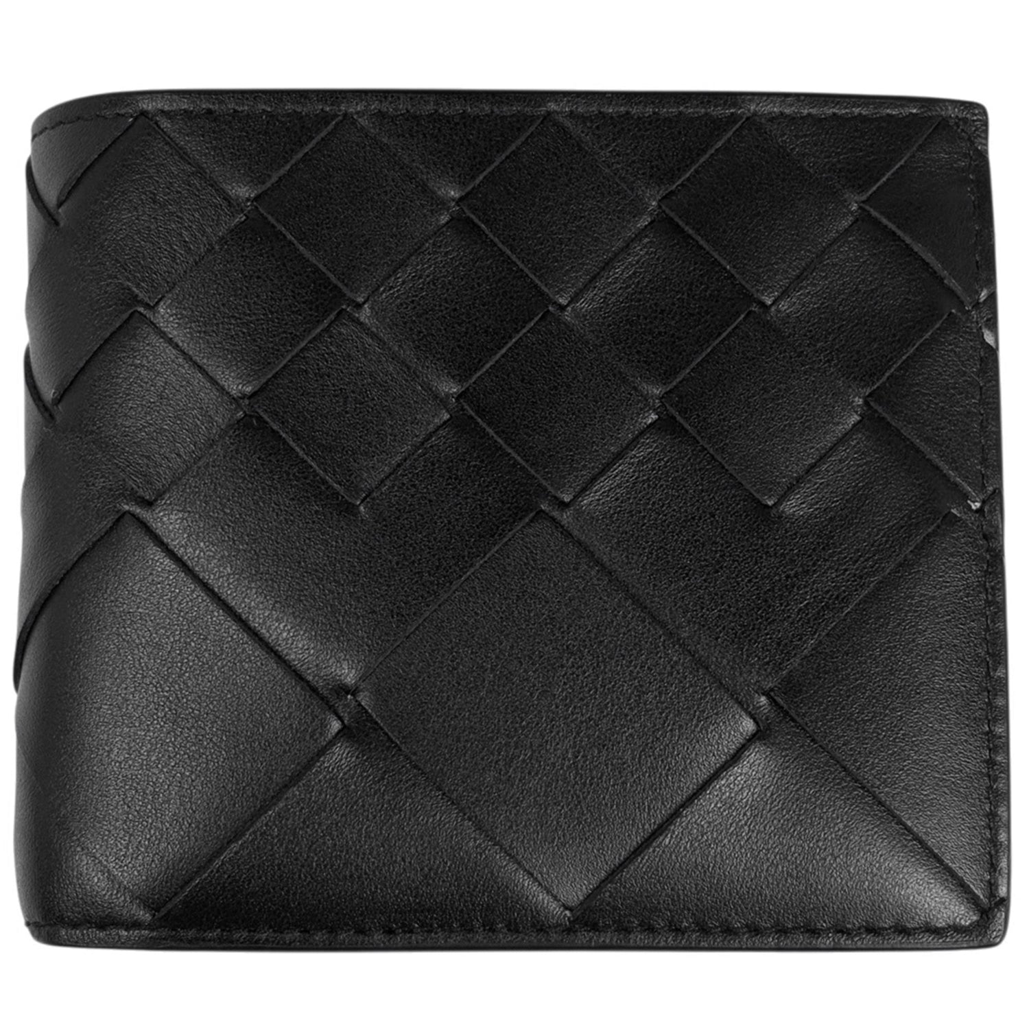 Bottega Veneta Intrecciato Bi-fold Wallet with Coin Purse, Leather, Black, Men's