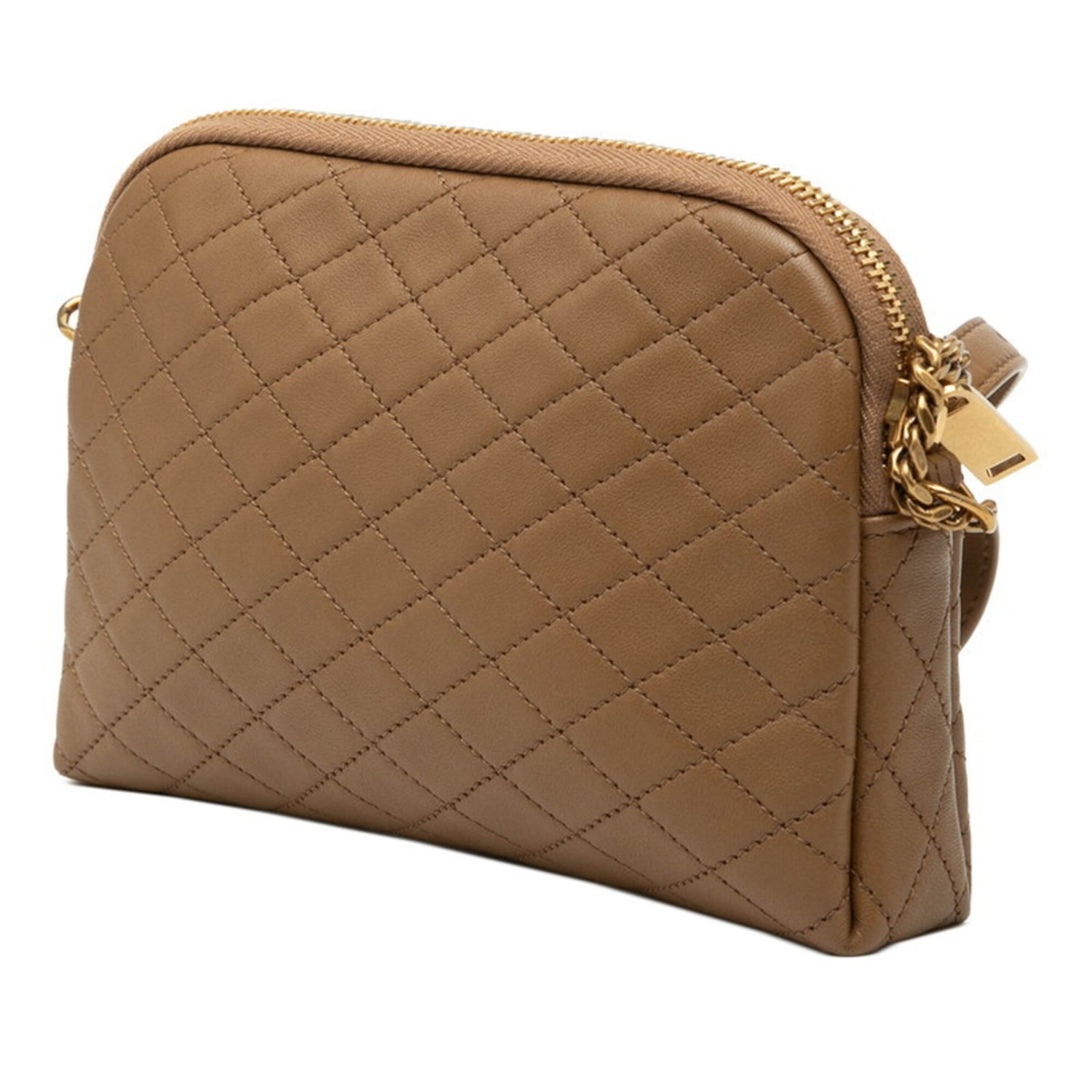 Saint Laurent Cassandra Gabby YSL Logo Quilted Chain Shoulder Bag Handbag Pouch Beige Leather Women's SAINT LAURENT