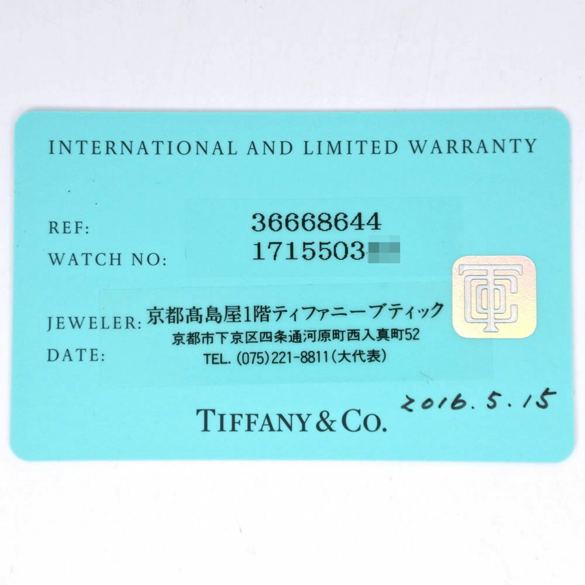 TIFFANY&Co. Tiffany East West Mini 36668694 Stainless Steel x Leather Navy Quartz Analog Display Women's Dial Watch — Very Good
