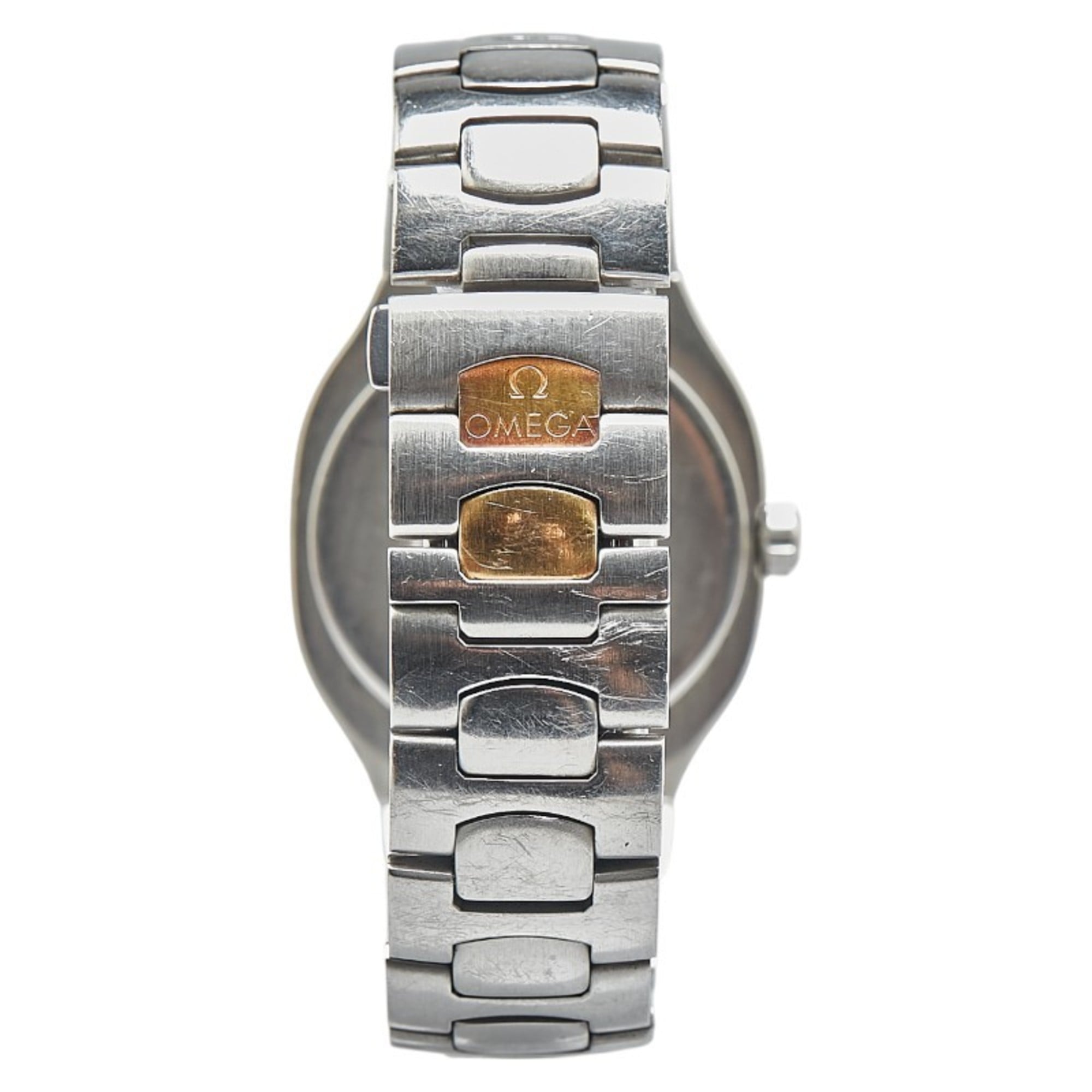 OMEGA Seamaster Polaris Watch Quartz Gold Dial Stainless Steel Yellow Ladies — Good