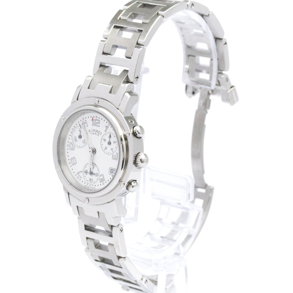 HERMES Clipper Chronograph Steel Quartz Ladies Watch CL1.310 Polished — Very Good