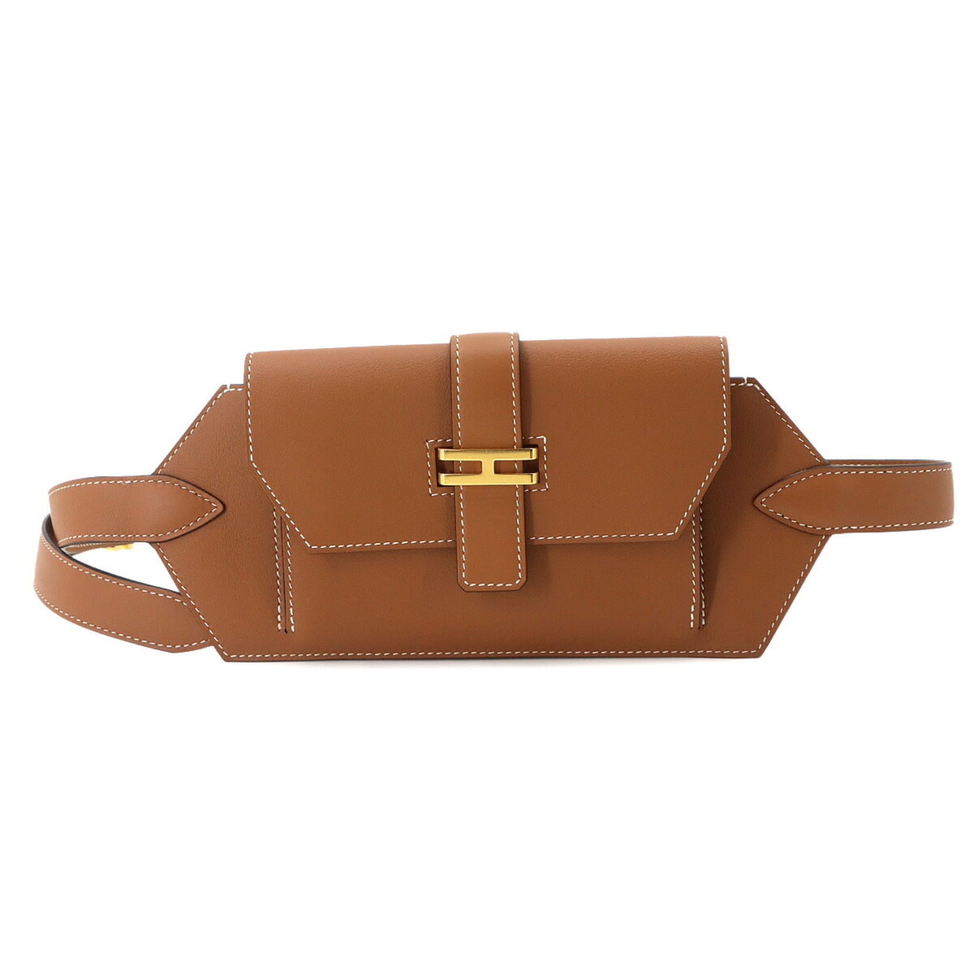 Hermes Elan Pocket 24 Belt Waist Handbag Pouch Body Swift Gold XS B Stamp — New - Store Return