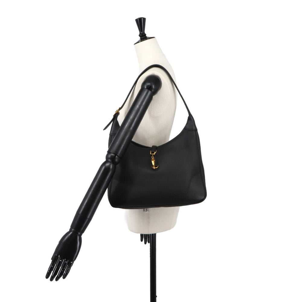 Hermes Trim 31 Shoulder Handbag, Taurillon Clemence Leather, Black, □F Stamp, Gold Hardware — Like New