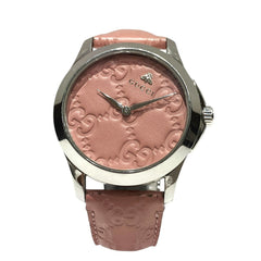 Gucci GUCCI G-Timeless Watch Bee Total weight 55.9g Stainless steel Genuine leather Quartz Pink dial 126.4 — Good