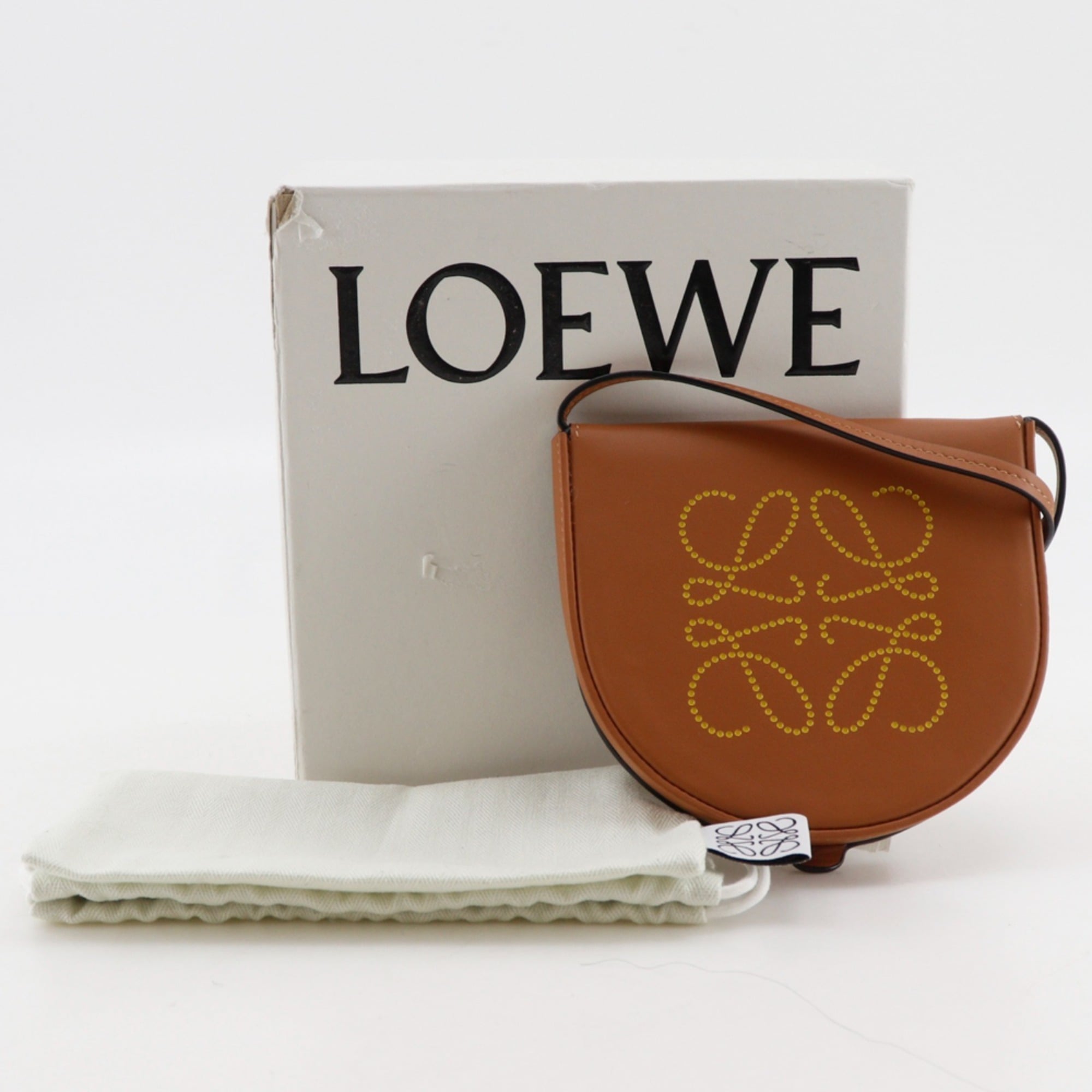 Loewe Heel Pouch Mini Shoulder Bag, Anagram Pattern, 102027, Leather, Brown, Women's — Like New