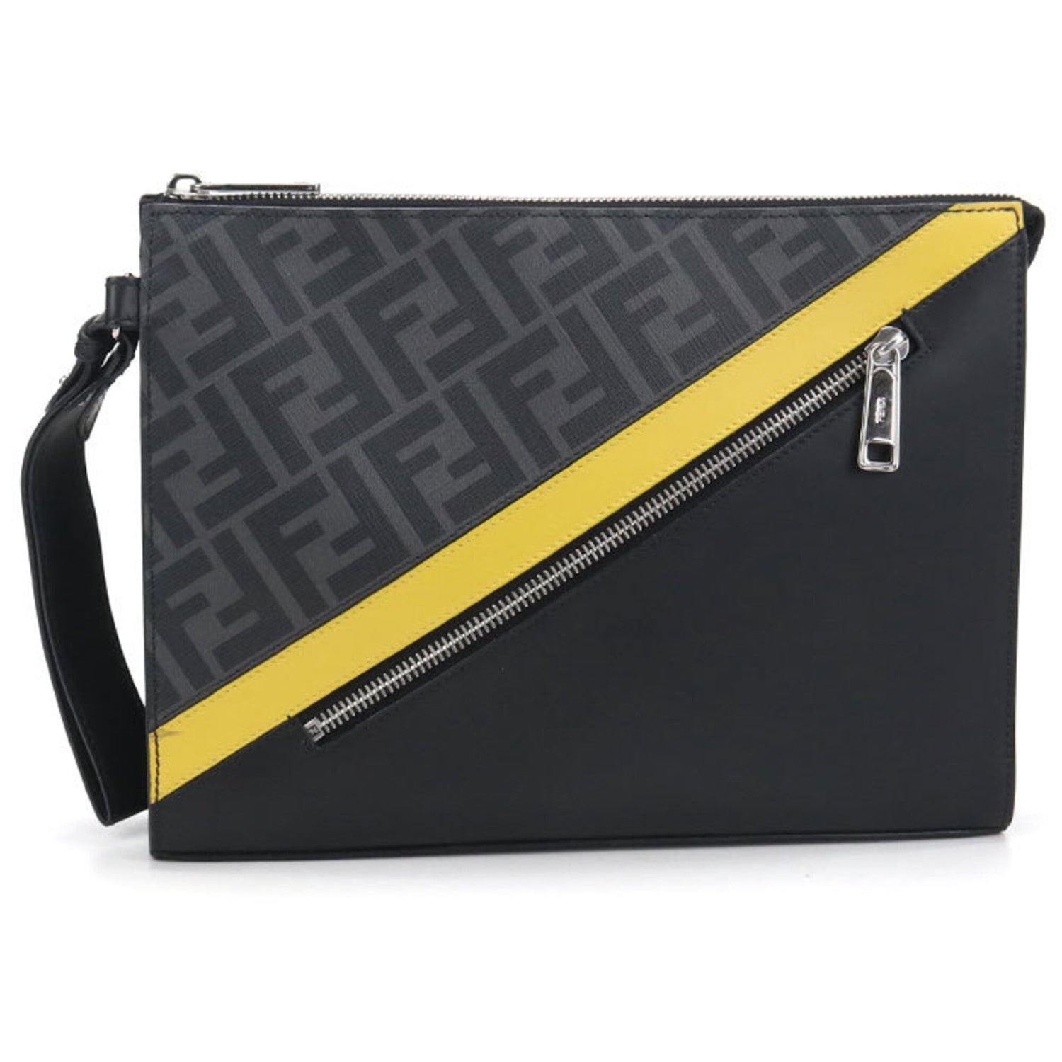 FENDI Clutch Bag 7VA491 Diagonal Men's Black