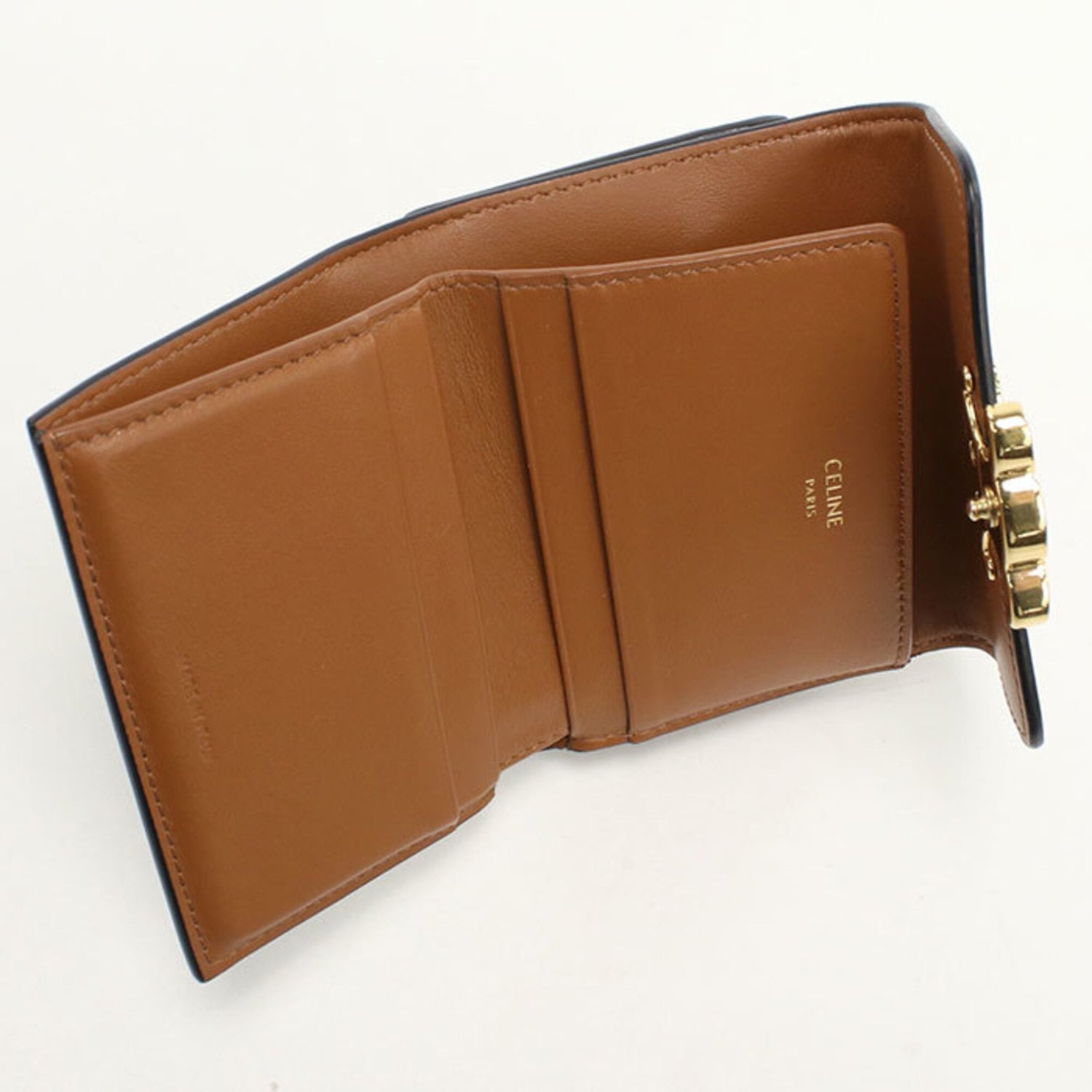 CELINE Celine Tri-fold Wallet 10I652DS3.04LU Compact Triomphe Canvas Women's Brown