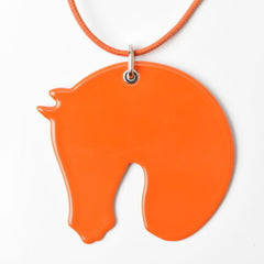 Hermes Necklace Pendant HERMES Choker Tattersall TATERSALE GM Orange Multi Rose — Like New