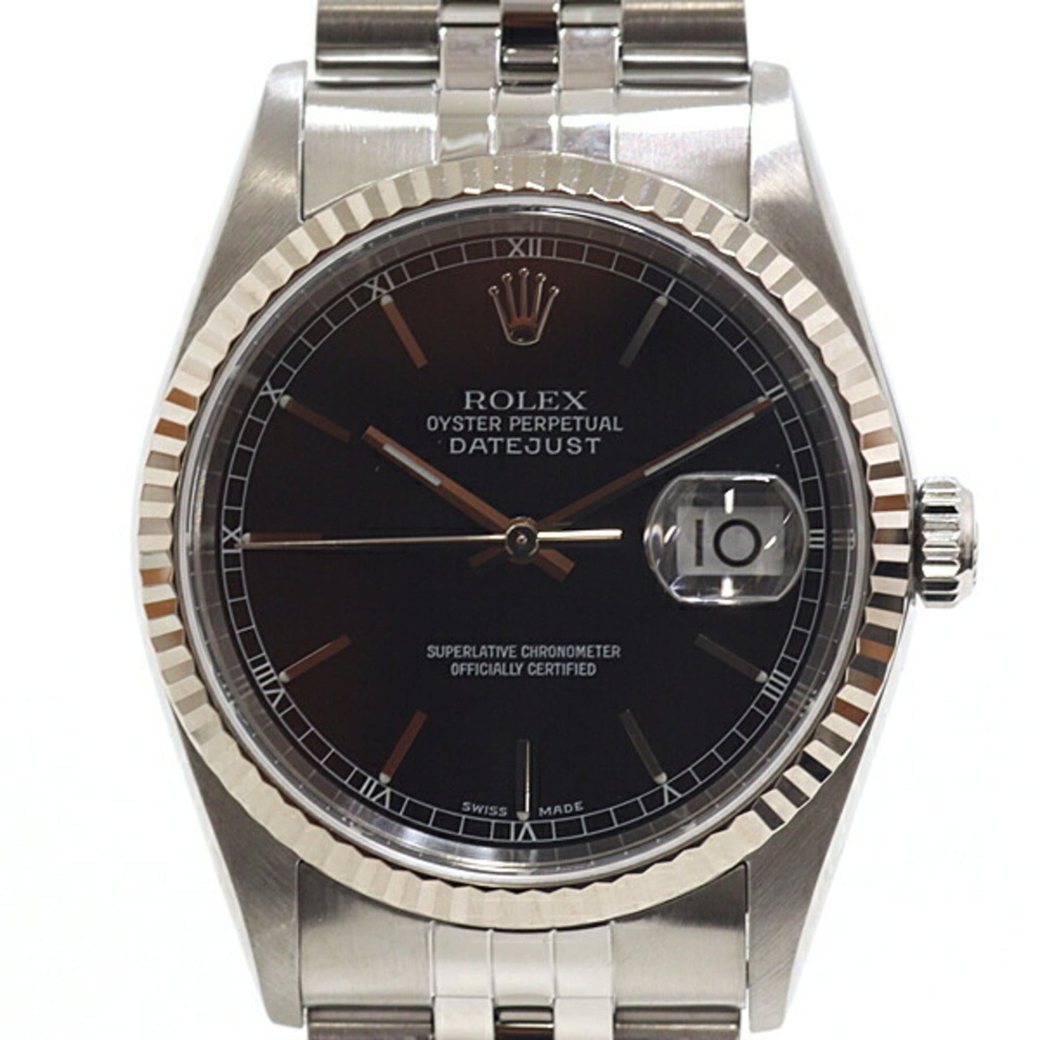 Rolex Datejust 16264 P-serial (2000 model), black dial, automatic winding.