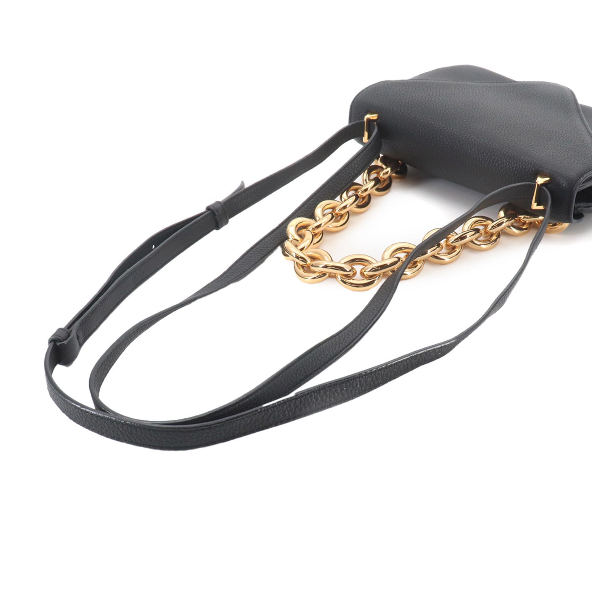 Bottega Veneta Mount 2-way Chain Hand/Shoulder Handbag, Leather, Black, 667399, Gold Hardware — Like New