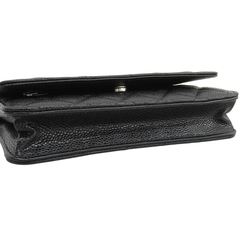 Like New Chanel Coco Mark Chain Wallet (Serial Number 28) AP0250 Caviar Leather Black — Like New