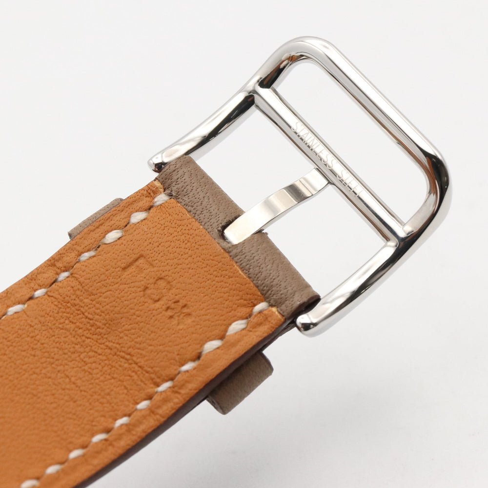 Hermes Arceau watch, stainless steel, leather strap, boys' size, white, AR5.510 — Very Good
