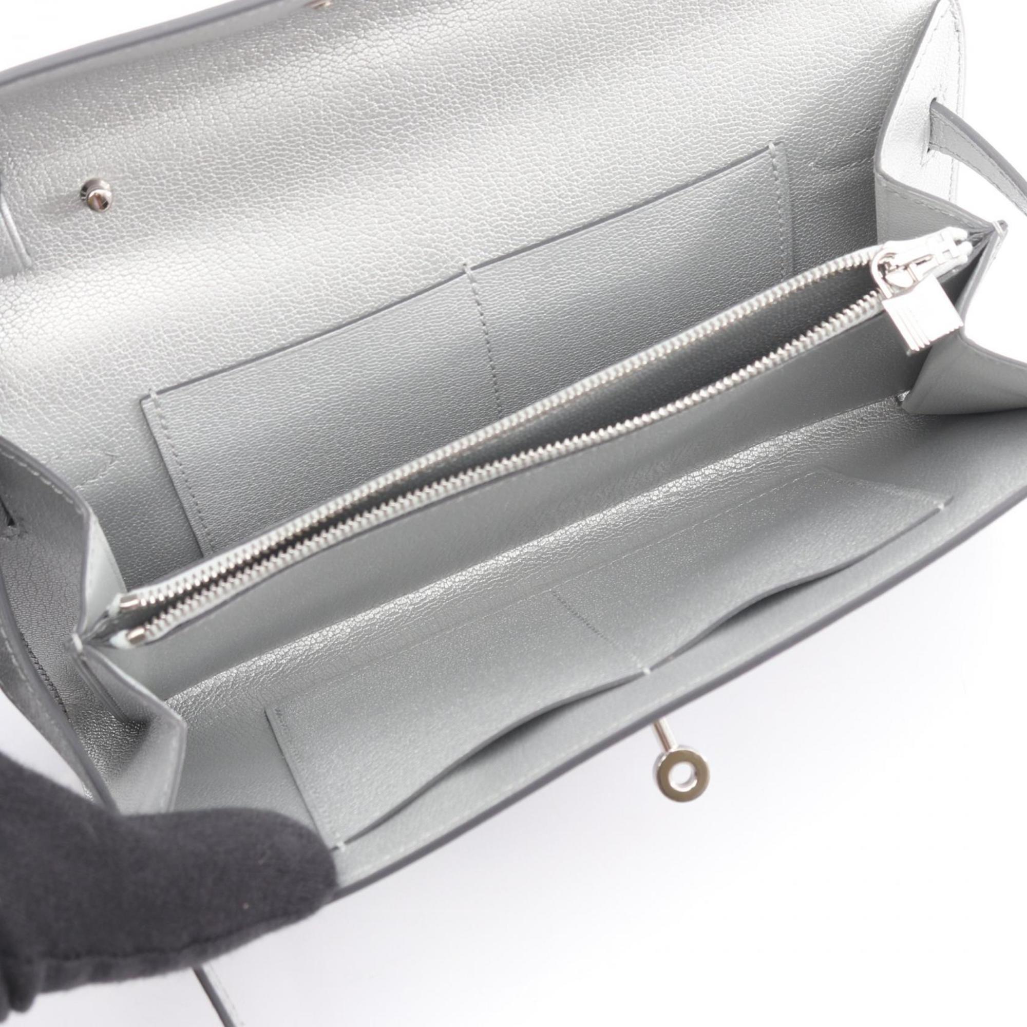 Hermes Hermès Kelly To Go Shoulder Bag in Leather, Chevre Shamquila, Silver, Argent — New - Store Return