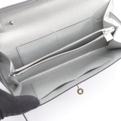 Hermes Hermès Kelly To Go Shoulder Bag in Leather, Chevre Shamquila, Silver, Argent — New - Store Return