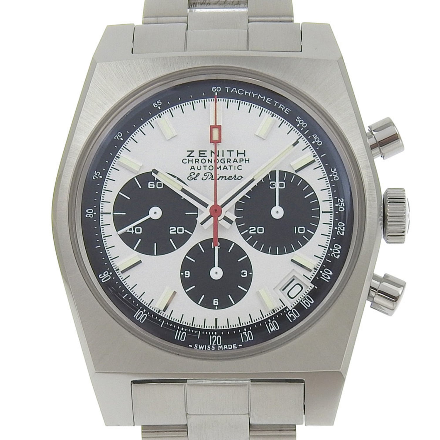 Zenith Chronomaster Revival El Primero Watch 50th Anniversary Limited Edition Model 03.A384.400 Stainless Steel Automatic Chronograph White Dial Men's