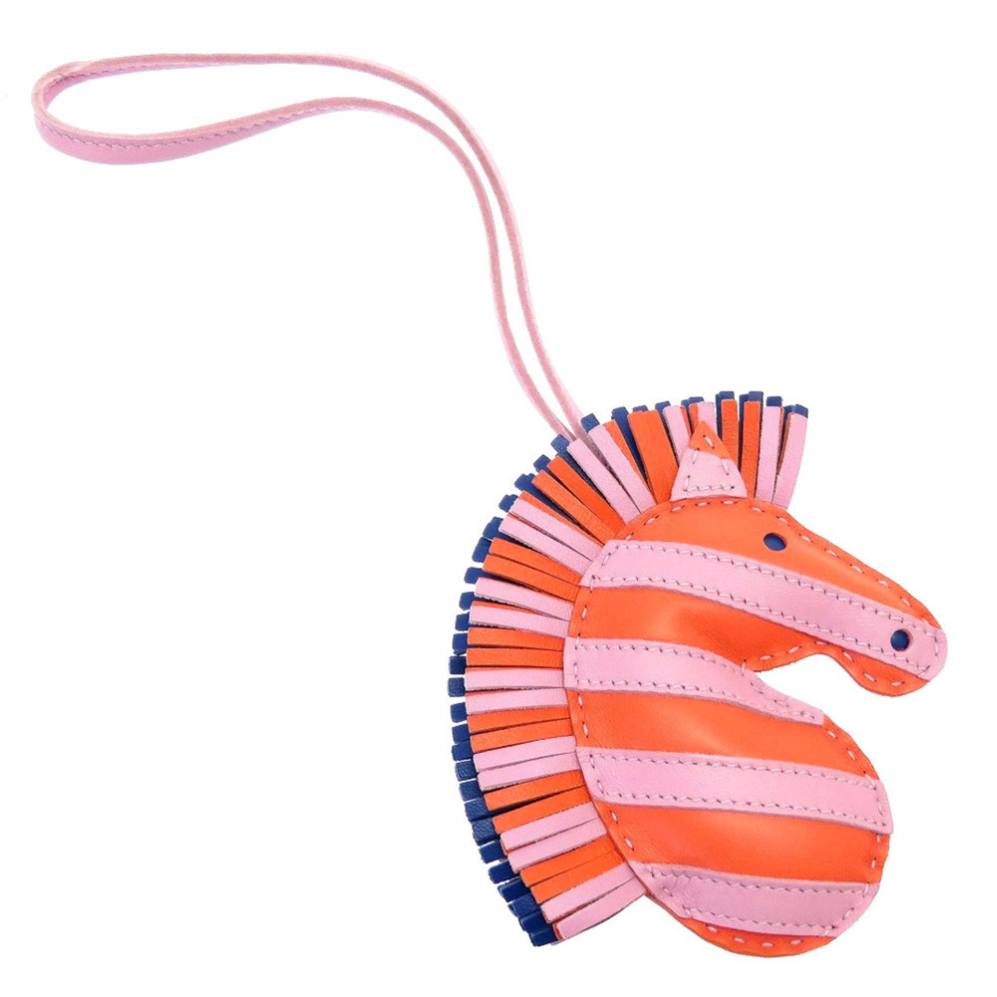 Unused Hermès GZ Savanna Z Stamp (2021) Annieu Milo Keychain Bag Charm Orange Poppy Mauve Sylvestre Blue France 0084 HERMES — Like New