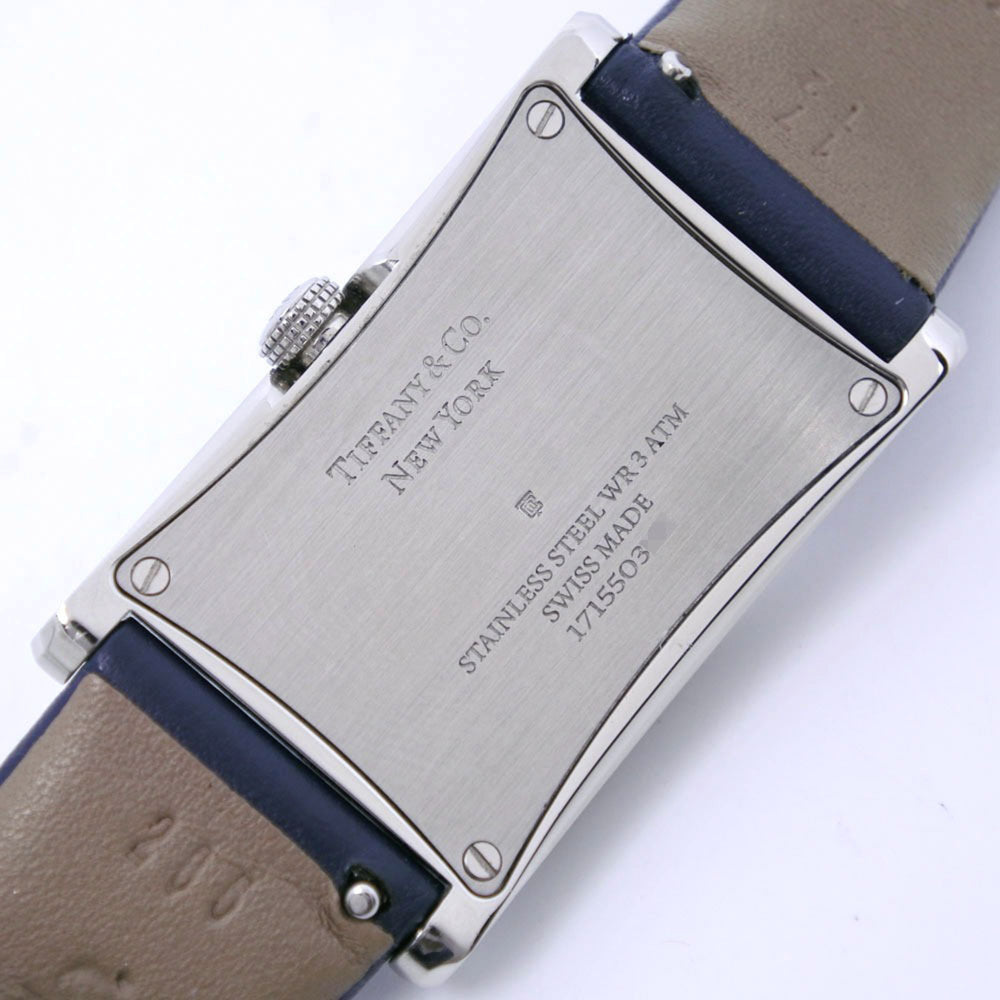 TIFFANY&Co. Tiffany East West Mini 36668694 Stainless Steel x Leather Navy Quartz Analog Display Women's Dial Watch — Very Good