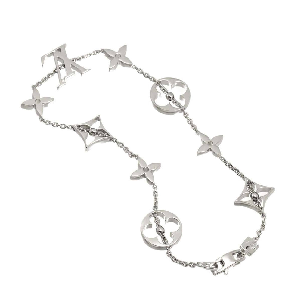 Louis Vuitton Monogram Bracelet, 19cm, 18K White Gold (750) — Like New