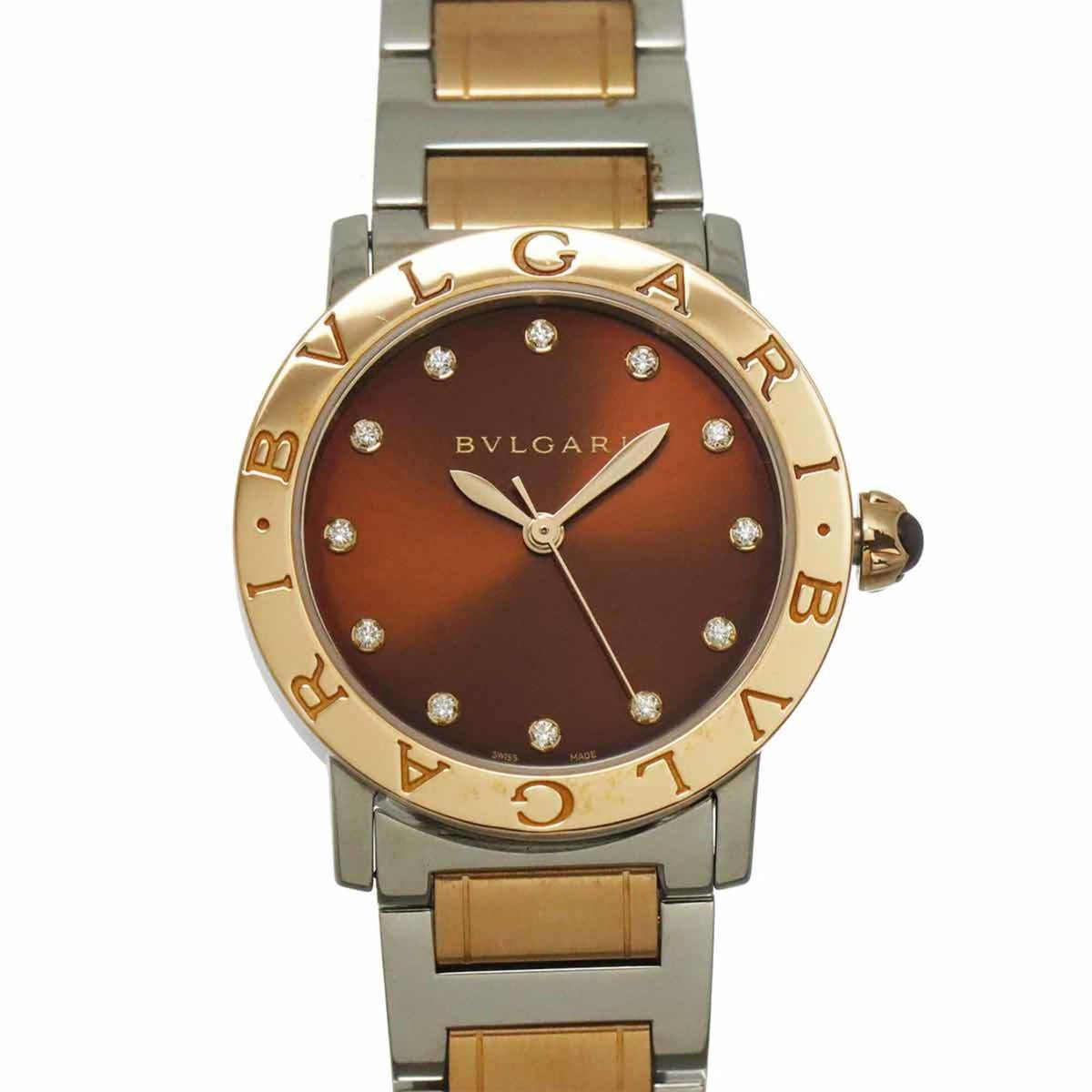 BVLGARI BBLP33SG Boys' Watch 12P Diamond Brown 18KPG Pink Gold Automatic — Like New