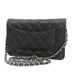 Like New Chanel Coco Mark Chain Wallet (Serial Number 28) AP0250 Caviar Leather Black — Like New