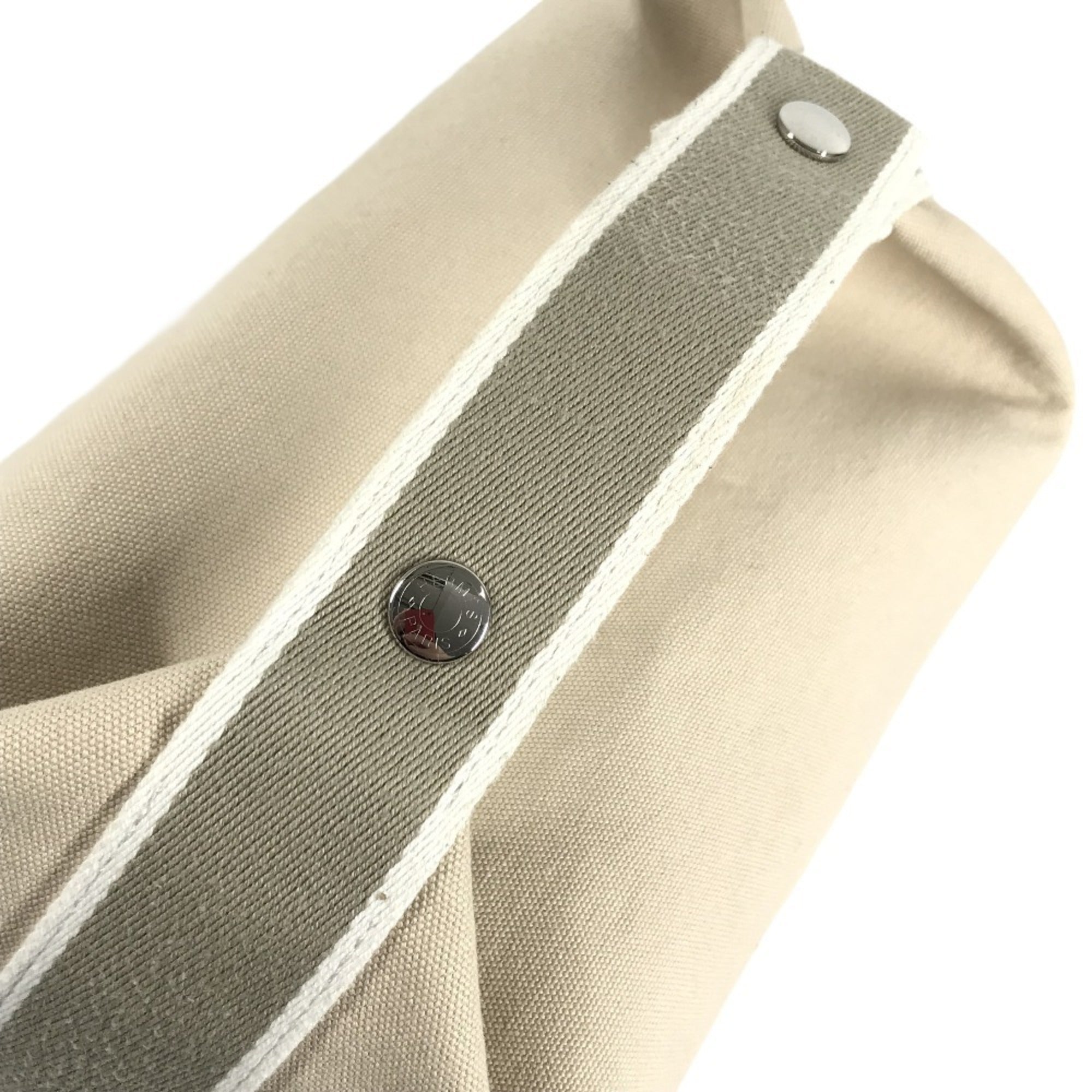 HERMES Brid a Black GM Bag, Pouch, Vanity Bag with H Logo, Cotton Handbag, Men's/Women's, Beige — Like New